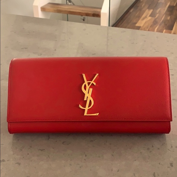 Saint Laurent Handbags - Saint Laurent red Cassandra clutch
